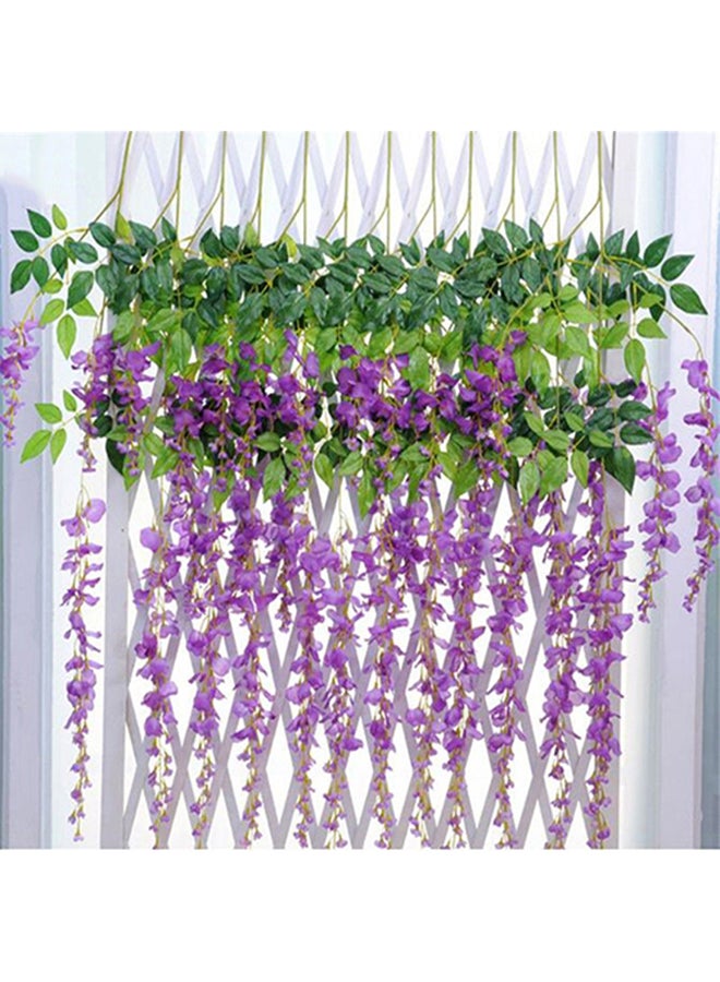 Single Piece Artificial Wisteria Hanging Flower Decor Purple/Green 110centimeter
