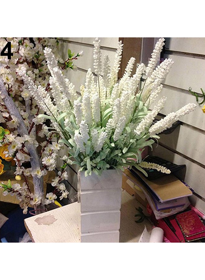 12 Heads Artificial Lavender Flower Bouquet White 51centimeter