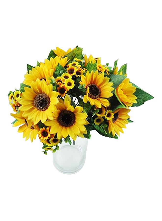 7 Heads Of Artificial Fake Sunflower Flower Yellow 27centimeter