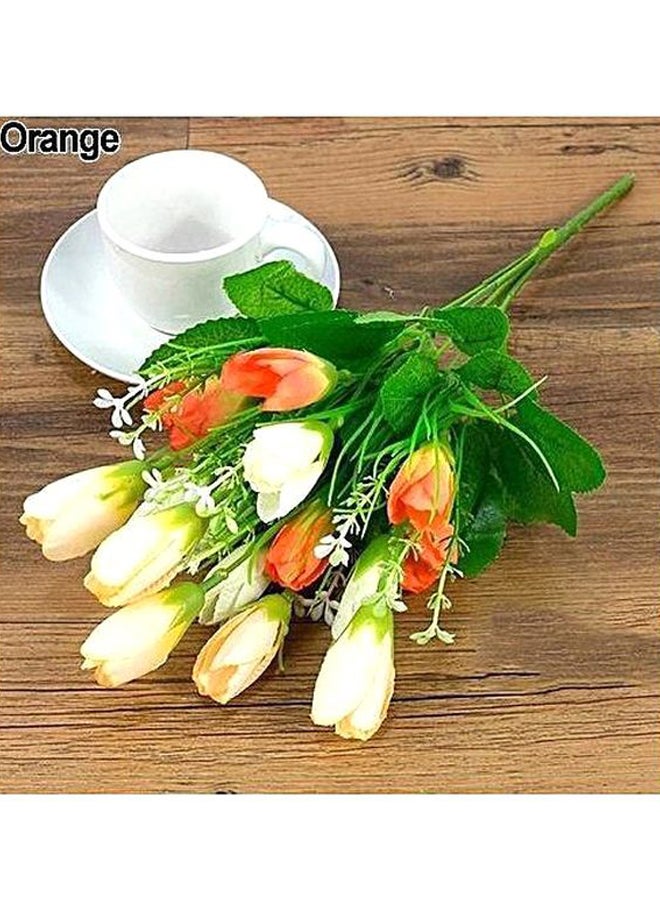 15 Heads Flower Bouquet Orange/White/Green 35cm