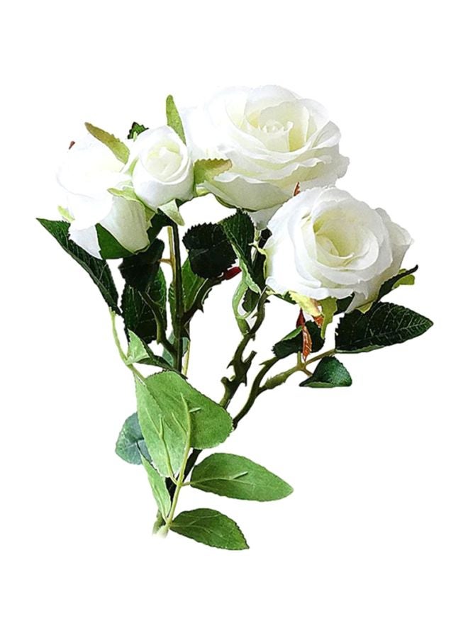 Artificial Rose Flower White/Green 18x8x18cm