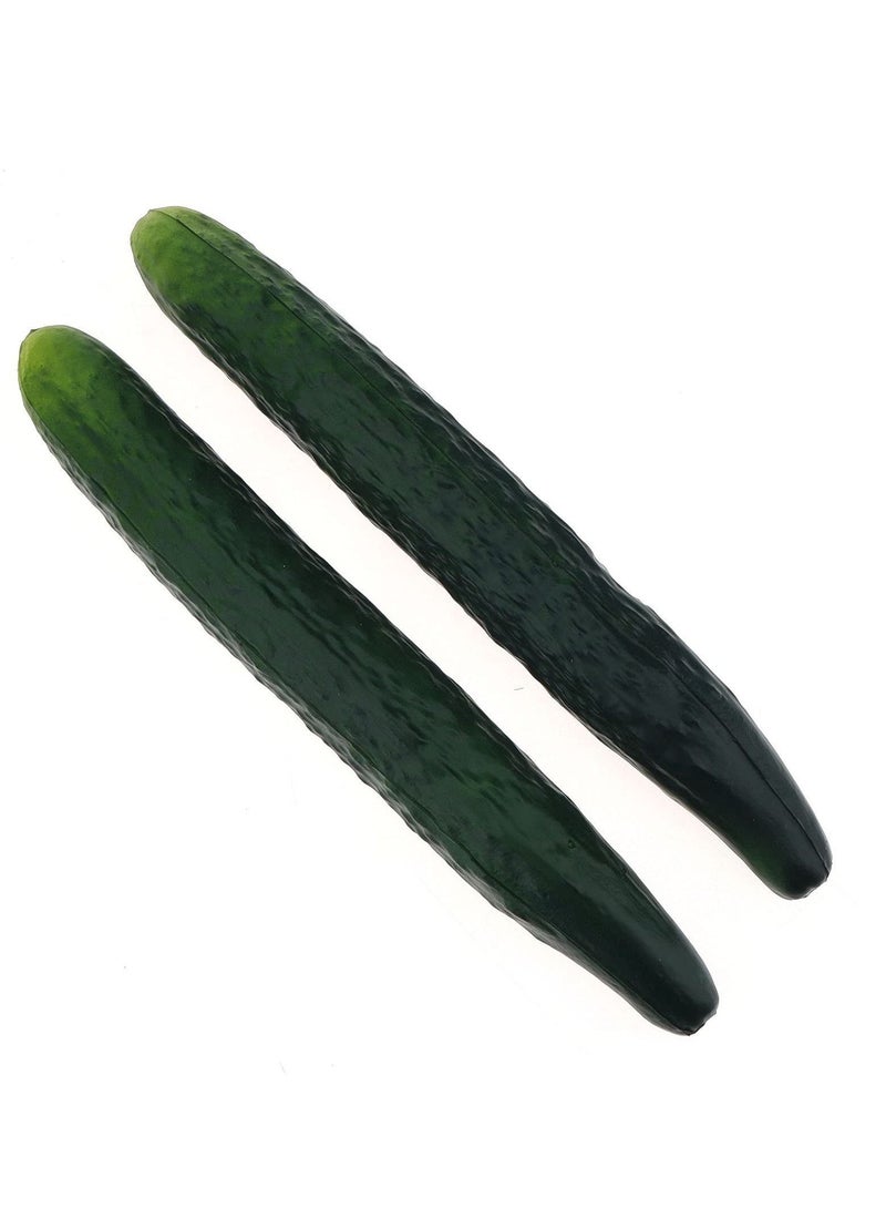 2Pcs Soft PU Artificial Cucumber Fake Vegetables Decorative Vegetable Model Cabinet Food Display Lifelike Shopping Mall Home Decor DIY Accessories Shooting Photography Props