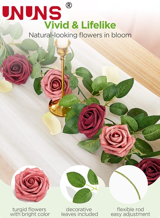 Artificial Flowers Real Looking,25 Pcs Fake Roses With Stems,Ealistic Fake Roses For DIY Wedding Bouquets,Floral Arrangements Party,Tables Home Decorations-Shades of Dusty Rose