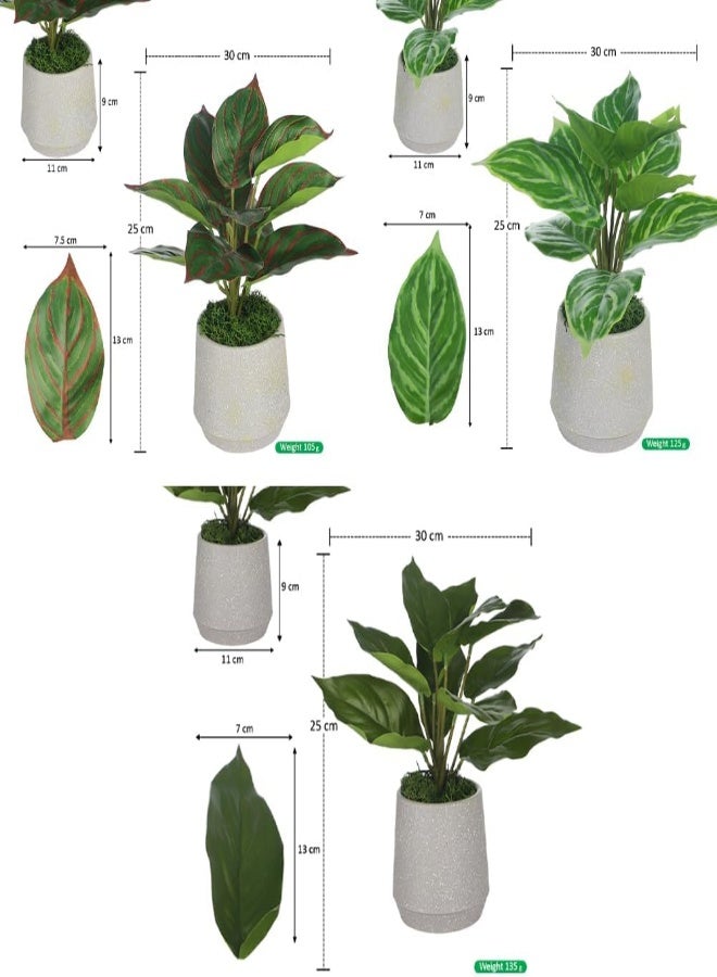 Yatai Pack Of 3 Artificial Fake Leaf Small Plant Fake Plant In Plastic Pot For Home Office Garden Decoration – Office Plants – Indoor Plants – Garden Plants (Style 2)