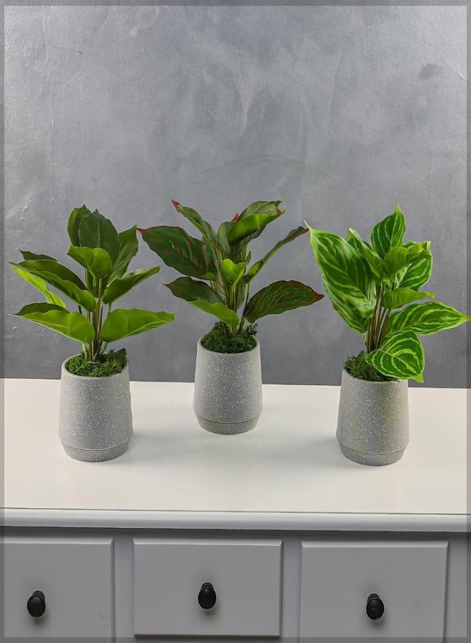 Yatai Pack Of 3 Artificial Fake Leaf Small Plant Fake Plant In Plastic Pot For Home Office Garden Decoration – Office Plants – Indoor Plants – Garden Plants (Style 2)
