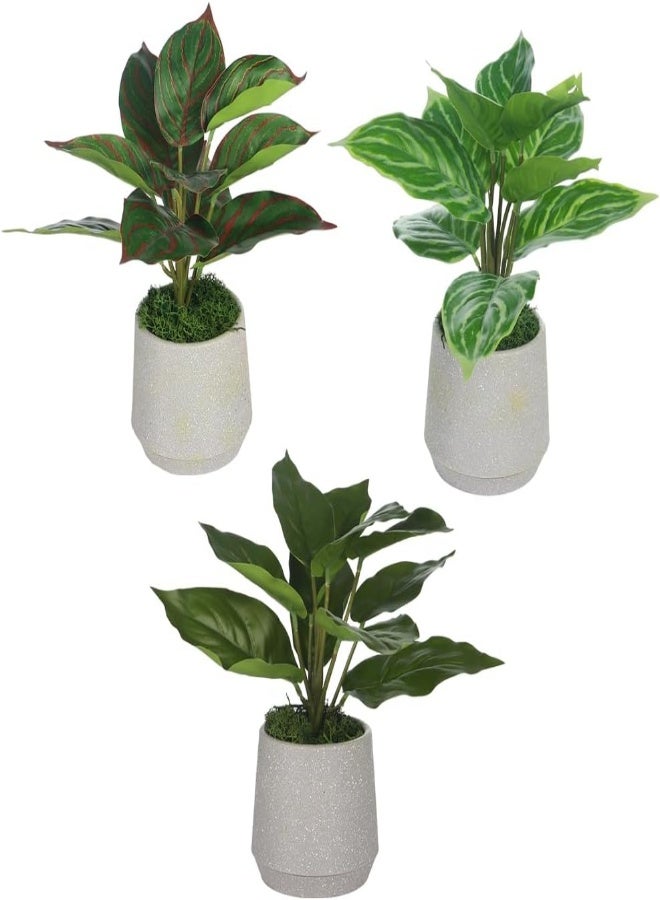 Yatai Pack Of 3 Artificial Fake Leaf Small Plant Fake Plant In Plastic Pot For Home Office Garden Decoration – Office Plants – Indoor Plants – Garden Plants (Style 2)