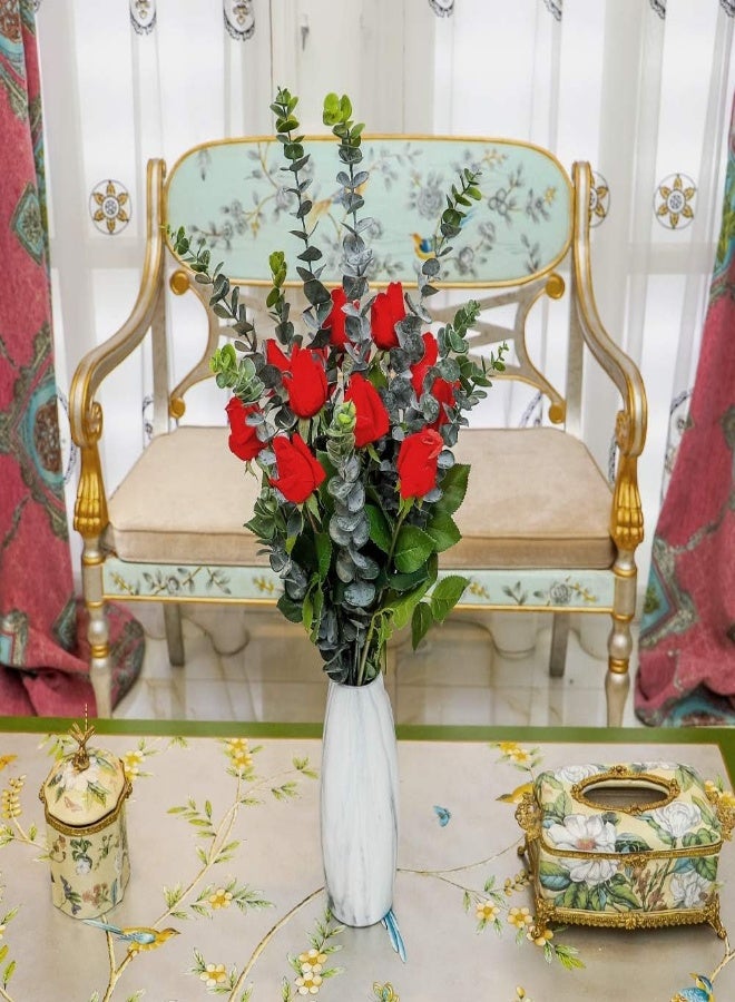 Artificial Rose Flowers Real Looking Fake Roses with Stem for Valentine DIY Wedding Bouquets Centerpieces Party Baby Shower Home Decorations-Red (12)