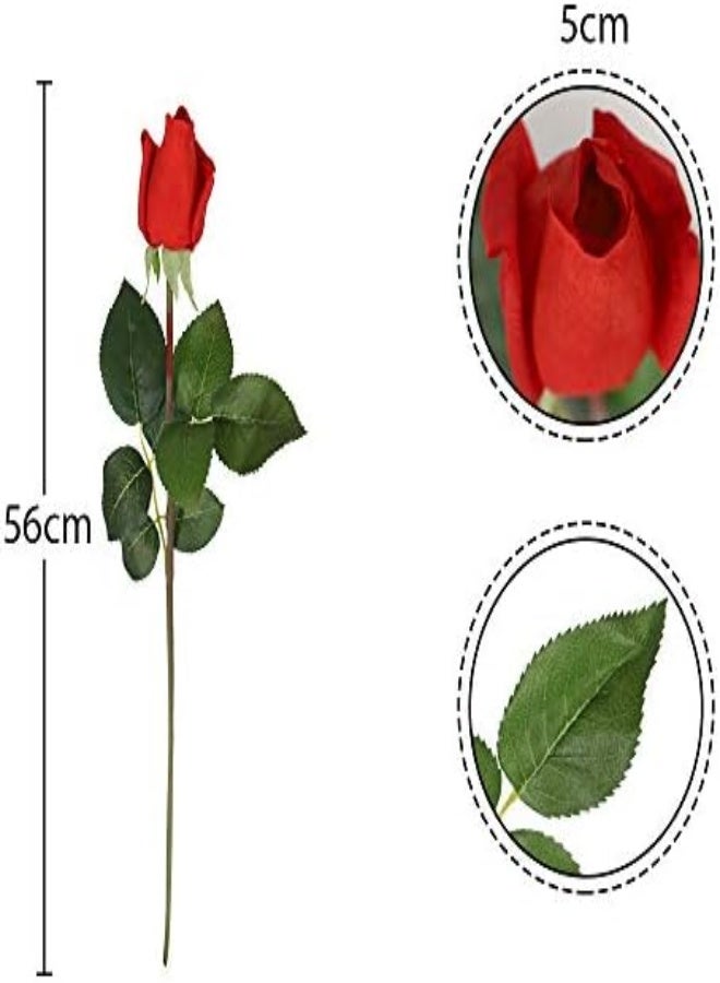 Artificial Rose Flowers Real Looking Fake Roses with Stem for Valentine DIY Wedding Bouquets Centerpieces Party Baby Shower Home Decorations-Red (12)