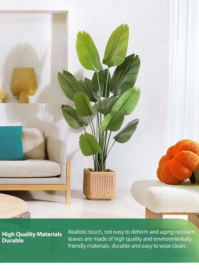 Artificial Bird of Paradise Plant: A faux palm tree perfect for indoor or outdoor modern decoration. It comes in a pot, making it an ideal housewarming gift for home or office.