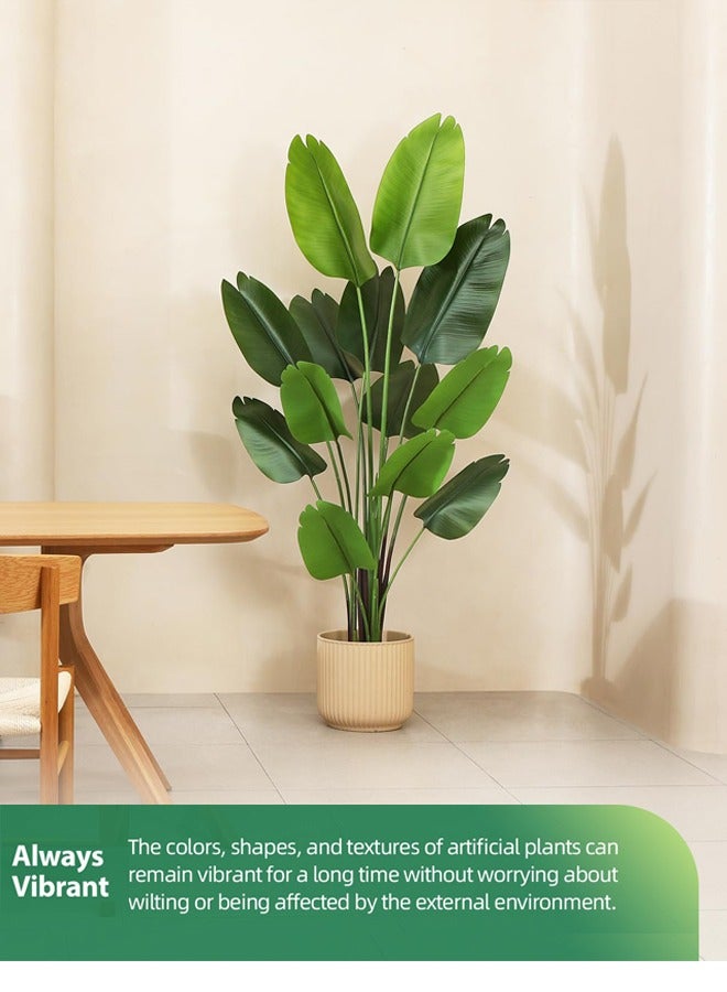 Artificial Bird of Paradise Plant: A faux palm tree perfect for indoor or outdoor modern decoration. It comes in a pot, making it an ideal housewarming gift for home or office.