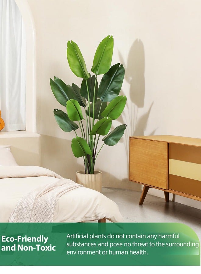 Artificial Bird of Paradise Plant: A faux palm tree perfect for indoor or outdoor modern decoration. It comes in a pot, making it an ideal housewarming gift for home or office.