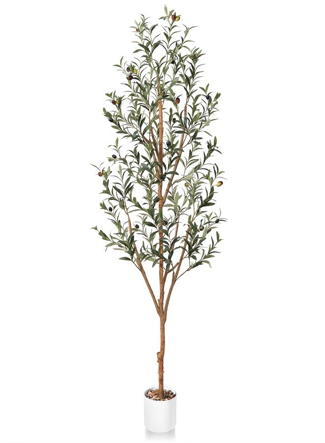 6ft Artificial Olive Tree Tall Fake Potted Olive Silk Tree with Planter Large Faux Olive Branches and Fruits Artificial Tree for Modern Home Office Living Room Floor Decor Indoor