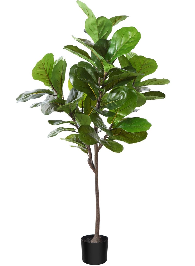 Artificial Fiddle Leaf Fig Tree 150cm Fake Ficus Lyrata Plant with 56 Leaves Faux Plants in Pot for Indoor Outdoor House Home Office Garden Modern Decoration Perfect Housewarming Gift