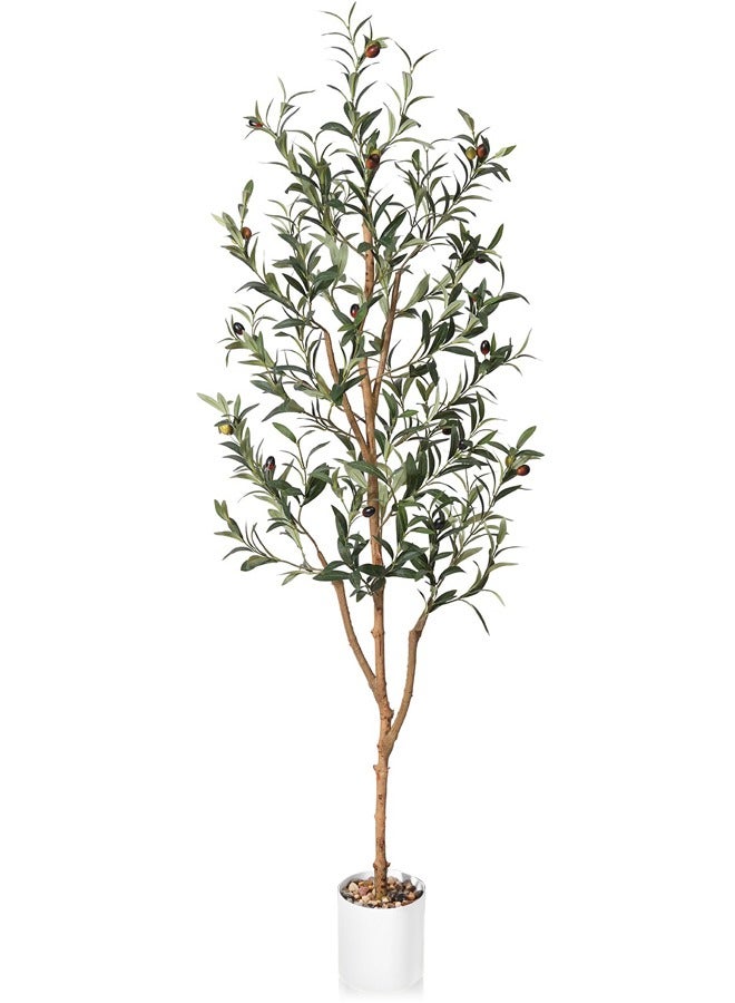 5ft Artificial Olive Tree Tall Fake Potted Olive Silk Tree with Planter Large Faux Olive Branches and Fruits Artificial Tree for Modern Home Office Living Room Floor Decor Indoor