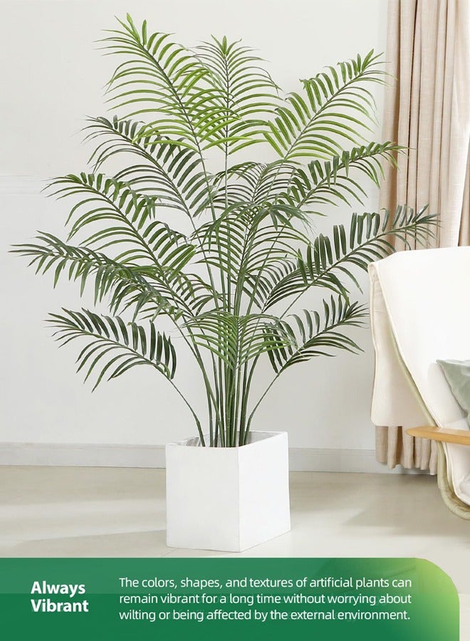 Artificial Areca Palm Plant Fake Tropical Palm Tree, Faux Dypsis Lutescens Plants in Pot for Indoor Outdoor House Home Office Garden Modern Decoration Housewarming Gift-Set