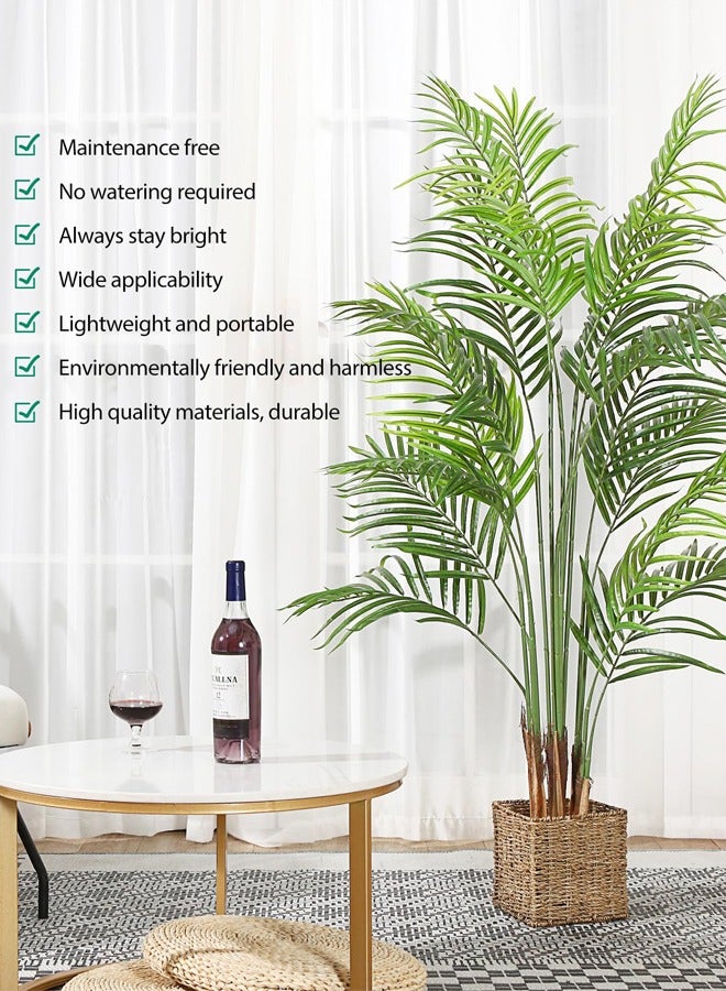 Artificial Areca Palm Plant Fake Tropical Palm Tree, Faux Dypsis Lutescens Plants in Pot for Indoor Outdoor House Home Office Garden Modern Decoration Housewarming Gift-Set