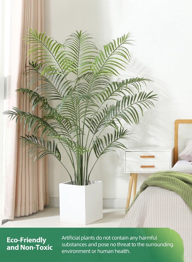 Artificial Areca Palm Plant Fake Tropical Palm Tree, Faux Dypsis Lutescens Plants in Pot for Indoor Outdoor House Home Office Garden Modern Decoration Housewarming Gift-Set