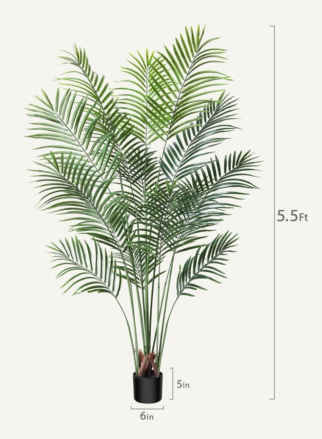 Artificial Areca Palm Plant Fake Tropical Palm Tree, Faux Dypsis Lutescens Plants in Pot for Indoor Outdoor House Home Office Garden Modern Decoration Housewarming Gift-Set