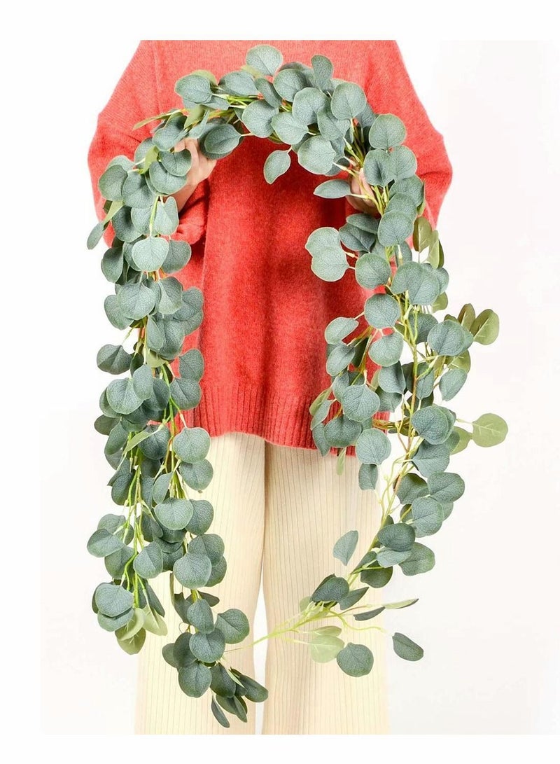 Artificial Eucalyptus Garland Vines Detachable Faux Leaves Foliage Plastic Greenery Hanging Plant Wedding Backdrop Arch Wall Decor