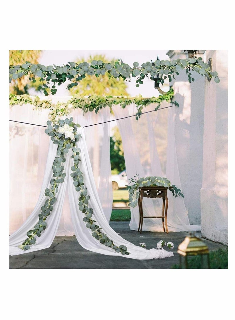 Artificial Eucalyptus Garland Vines Detachable Faux Leaves Foliage Plastic Greenery Hanging Plant Wedding Backdrop Arch Wall Decor