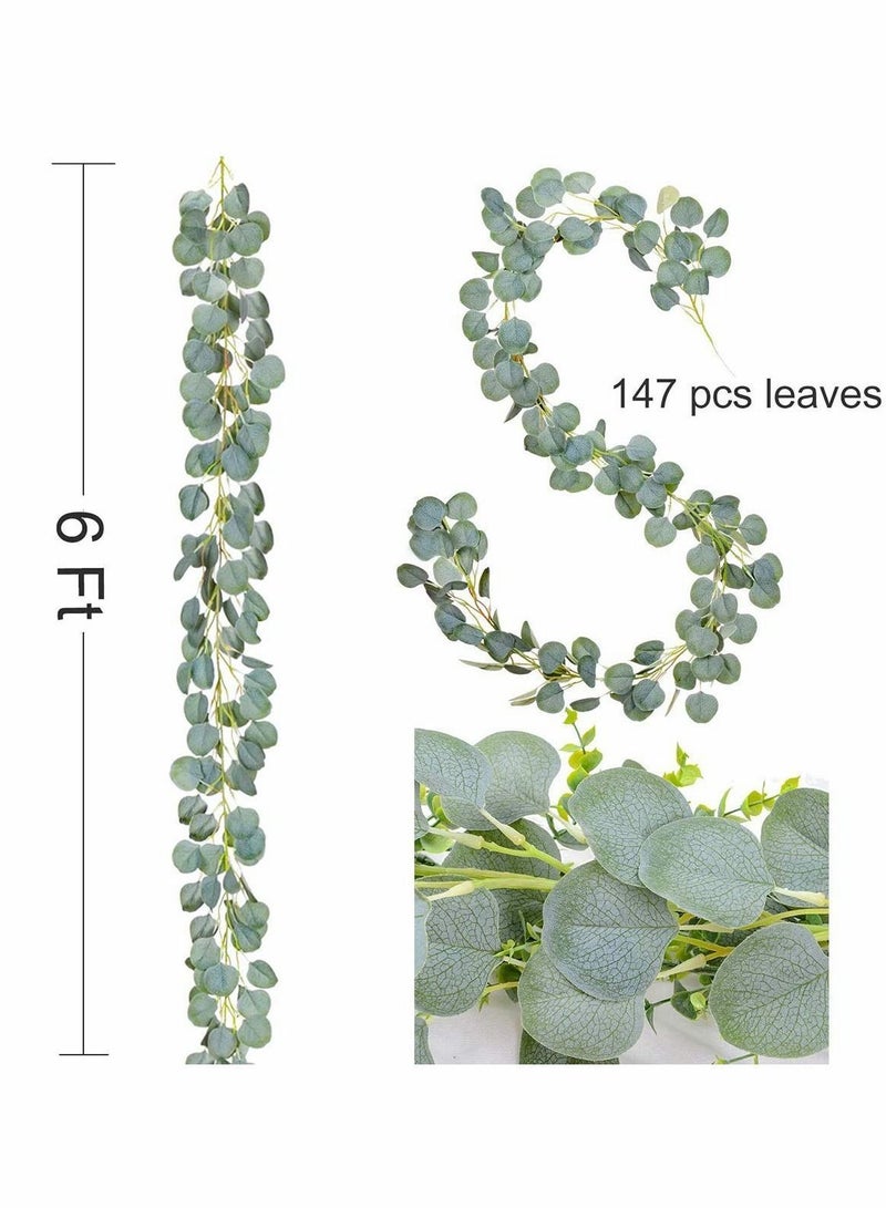 Artificial Eucalyptus Garland Vines Detachable Faux Leaves Foliage Plastic Greenery Hanging Plant Wedding Backdrop Arch Wall Decor