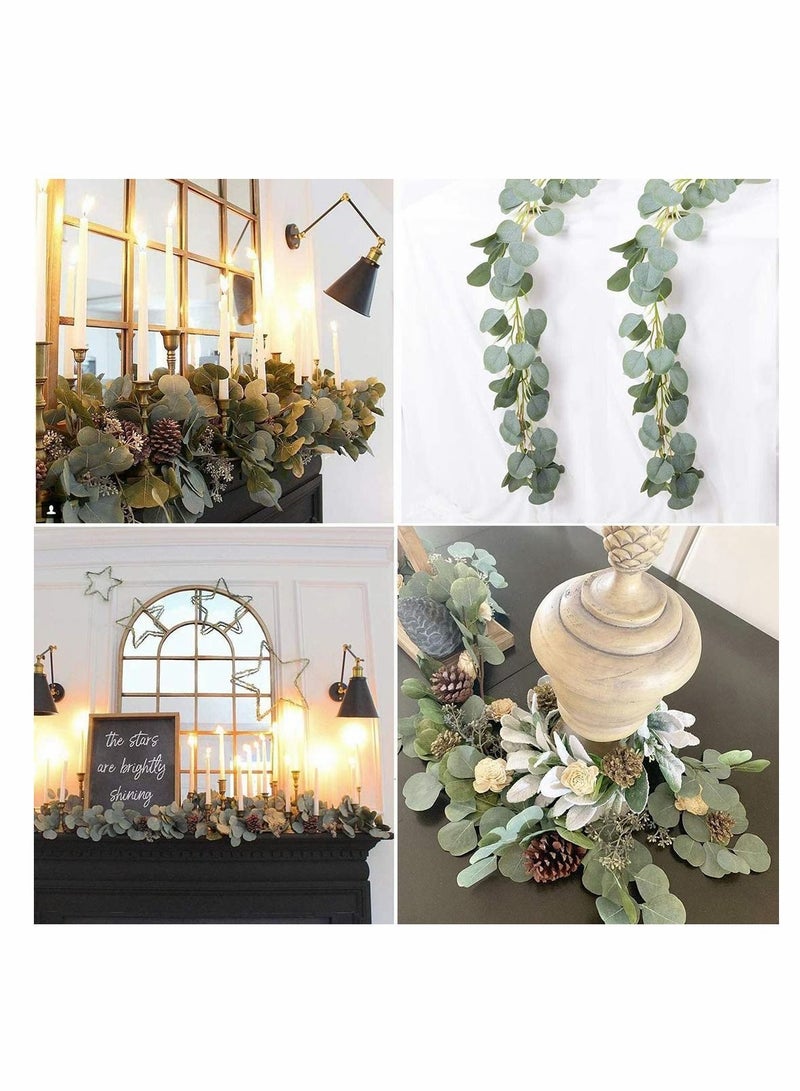 Artificial Eucalyptus Garland Vines Detachable Faux Leaves Foliage Plastic Greenery Hanging Plant Wedding Backdrop Arch Wall Decor