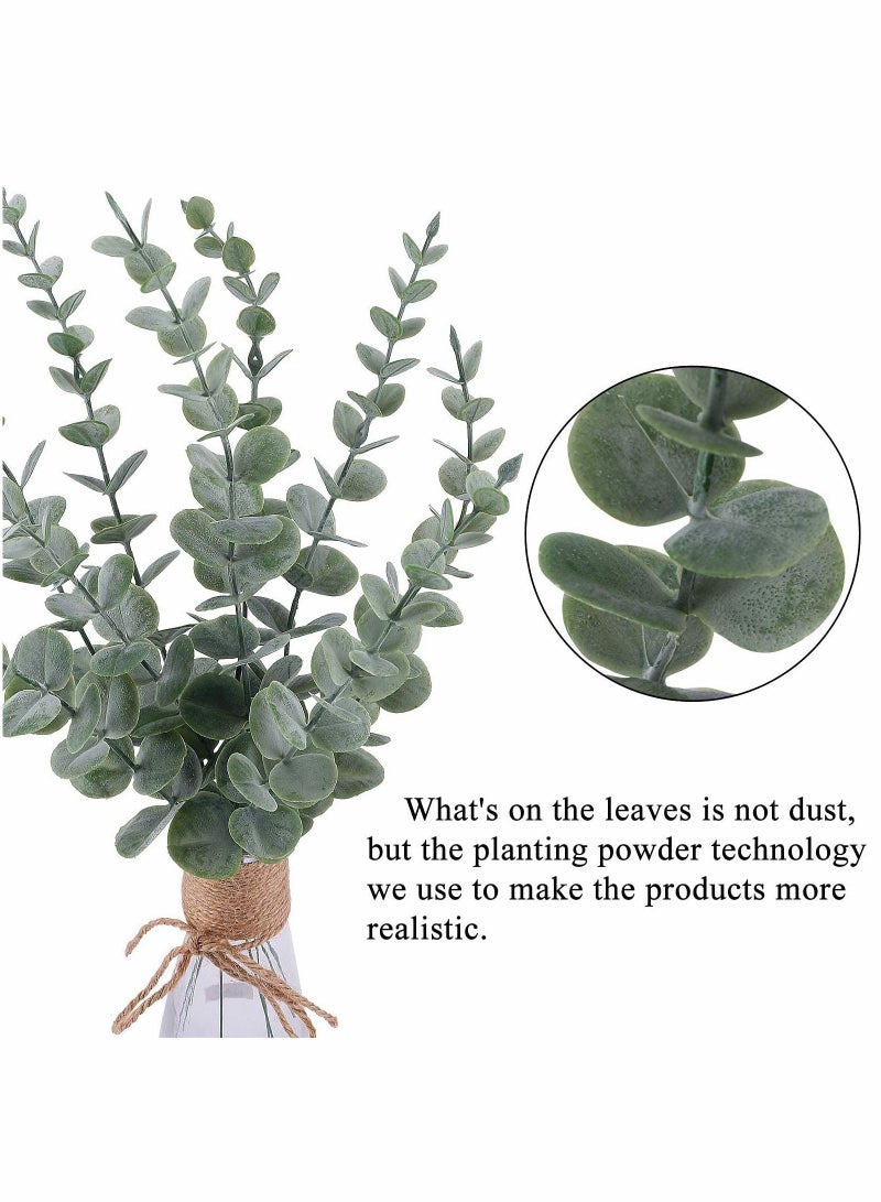 Eucalyptus Leaves 20pcs Artificial Stems Real Grey, Green Touch Branches for Home Office Centerpiece Wedding Banquet Flower Arrangement Decoration
