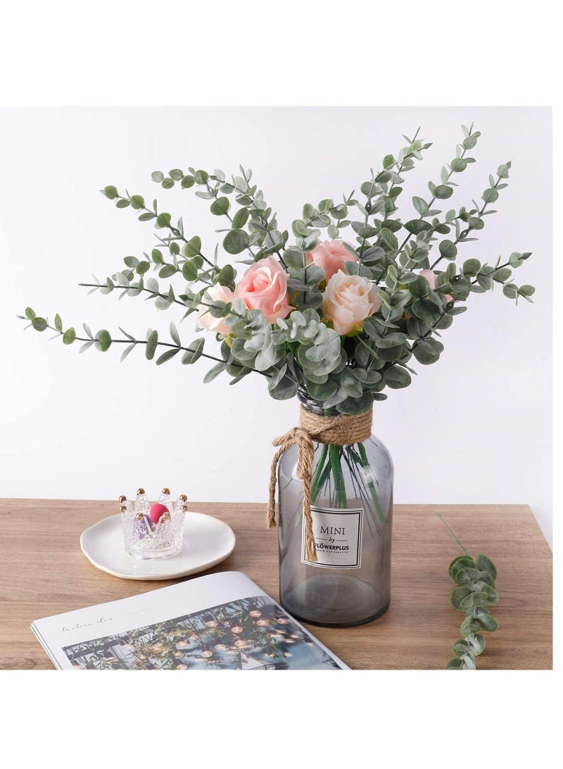 Eucalyptus Leaves 20pcs Artificial Stems Real Grey, Green Touch Branches for Home Office Centerpiece Wedding Banquet Flower Arrangement Decoration