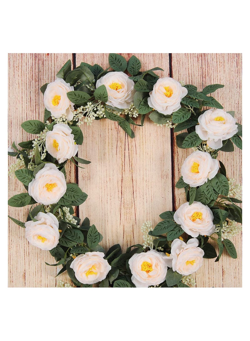 Artificial Rose Garland Fake Rose Vine Garland Artificial Rose Vines Garland Pink Artificial Flower Garlands for Hotel Wedding Home Party Garden Craft Art Decor 1PCS 13FT Light