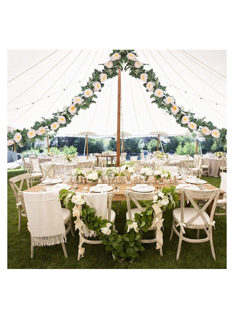 Artificial Rose Garland Fake Rose Vine Garland Artificial Rose Vines Garland Pink Artificial Flower Garlands for Hotel Wedding Home Party Garden Craft Art Decor 1PCS 13FT Light