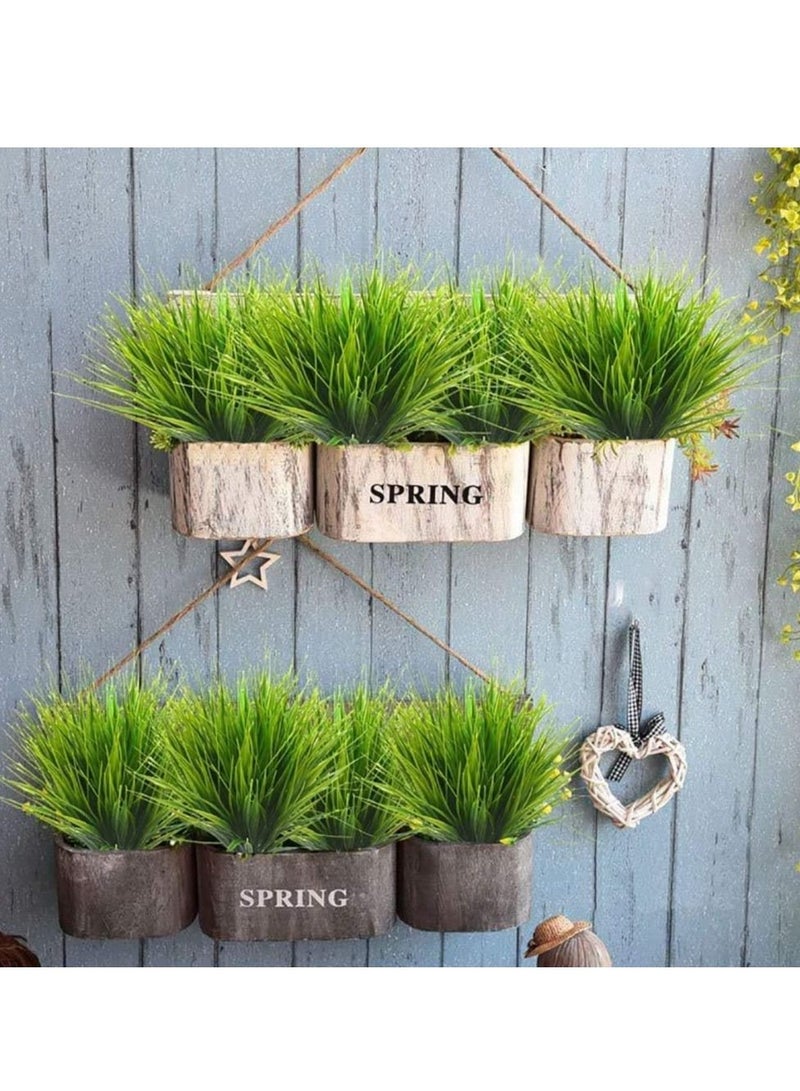 Artificial Plants Plastic Wheat Grass Greenery Shrubs UV Resistant Fake Outdoor for Farmhouse Home Garden Wedding Indoor Outside Decoration 6pcs Grasses