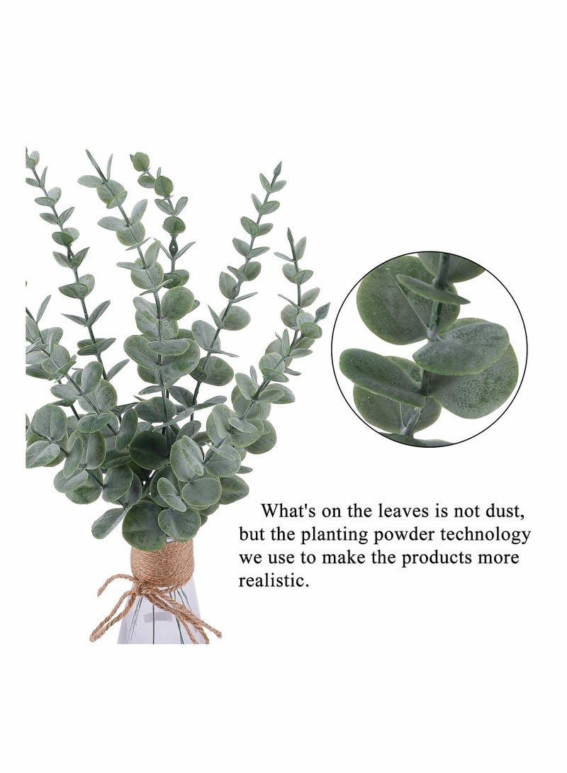 Eucalyptus Leaves 20pcs Artificial Stems Real Grey, Green Touch Branches for Home Office Centerpiece Wedding Banquet Flower Arrangement Decoration