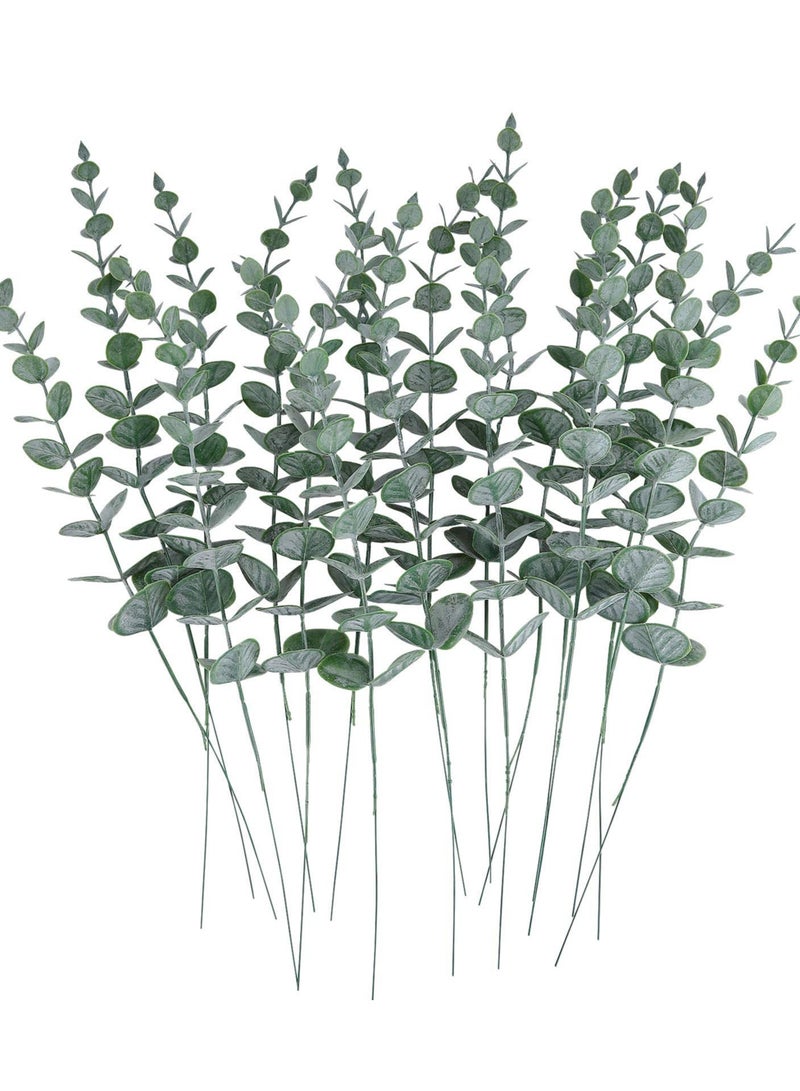 Eucalyptus Leaves 20pcs Artificial Stems Real Grey, Green Touch Branches for Home Office Centerpiece Wedding Banquet Flower Arrangement Decoration