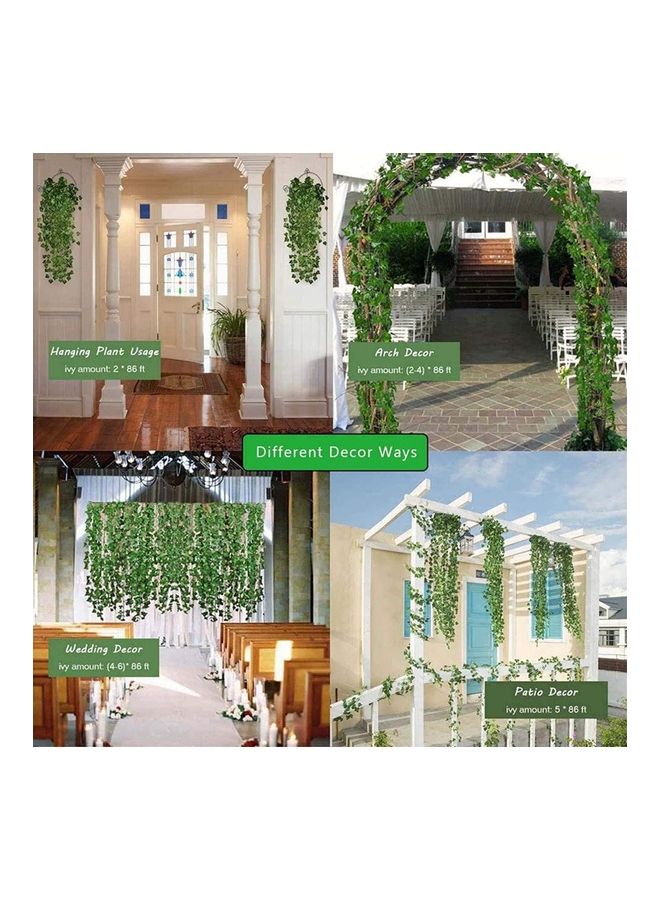 86 Feet Artificial Ivy Leaf Plants Vine Hanging Garland Fake Foliage Flowers Wall Décor Green