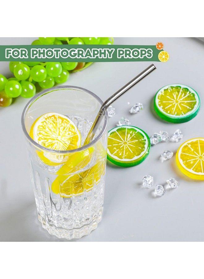 300 Pieces Clear Fake Crushed Ice Cubes Rocks And 20 Pieces Simulation Lemon Slices Artificial Fruits And Acrylic Diamonds Clear Ice For Vase Fillers Table Centerpiece Decor Wedding (2 X 0.4 Inch)