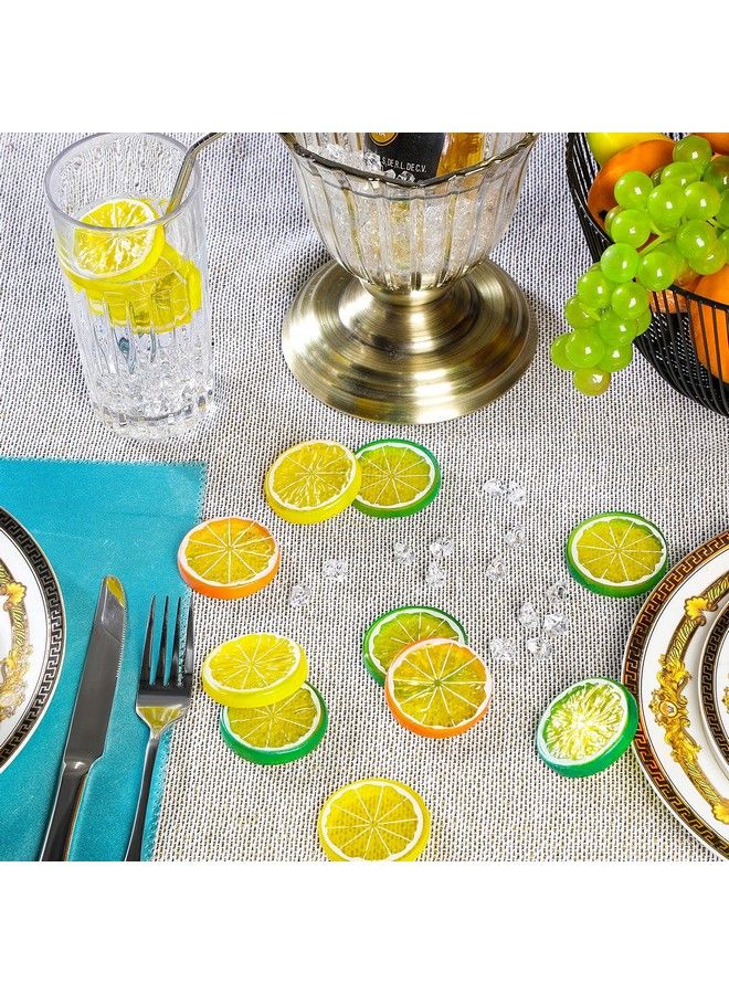 300 Pieces Clear Fake Crushed Ice Cubes Rocks And 20 Pieces Simulation Lemon Slices Artificial Fruits And Acrylic Diamonds Clear Ice For Vase Fillers Table Centerpiece Decor Wedding (2 X 0.4 Inch)