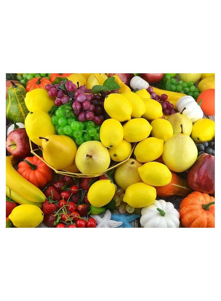 24 PCS ARTIFICIAL FRUIT SET MIX APPLE LEMON PEACH Artificial Grapes Cluster Rubber Frosted Grape Bundles Decorative Grapes Bunches for Vintage Wedding Favor Fruit Wine Decor