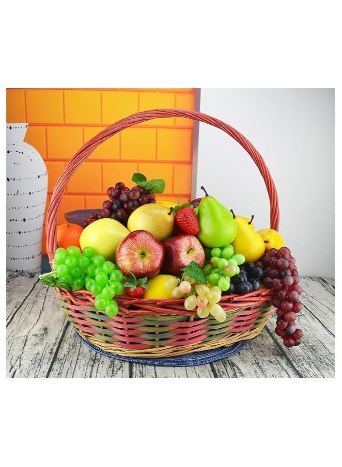 24 PCS ARTIFICIAL FRUIT SET MIX APPLE LEMON PEACH Artificial Grapes Cluster Rubber Frosted Grape Bundles Decorative Grapes Bunches for Vintage Wedding Favor Fruit Wine Decor