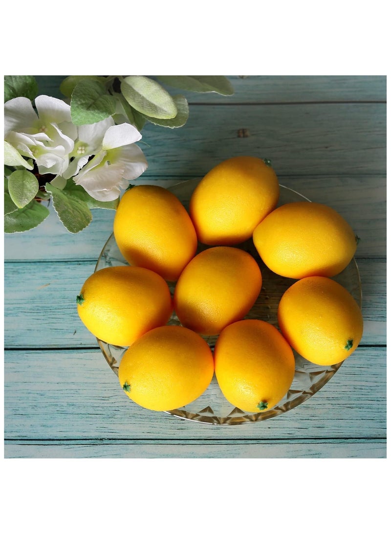 12Pcs Artificial Lemons Simulation Fruit Lifelike Fake Lemon Limes for Home Kitchen Table Decor Vase Fillers (12 Yellow Lemons)