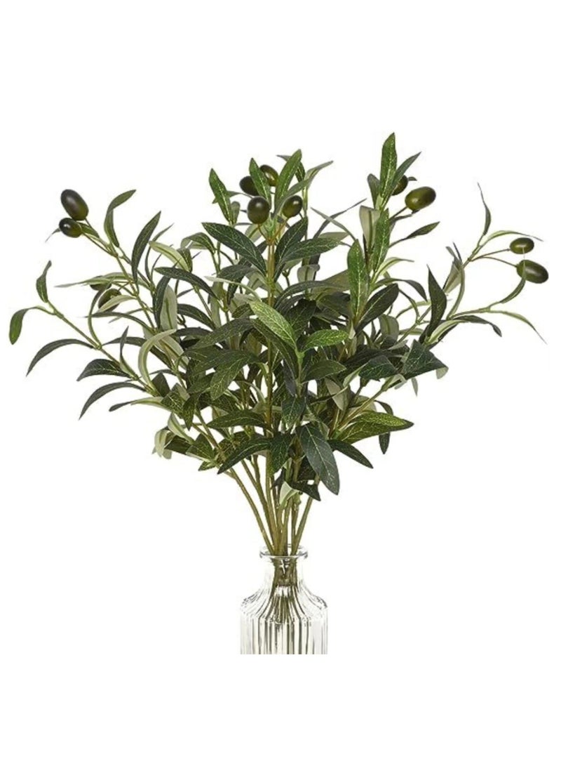 Faux Olive Branches for Vases, Olive Tree Branches with Lifelike Olives, Artificial Greenery Stems Decor, for Indoor Outside DIY-Wreath Decor, for Centerpieces Floral Arrangements Vases (3Pcs, 48 cm)