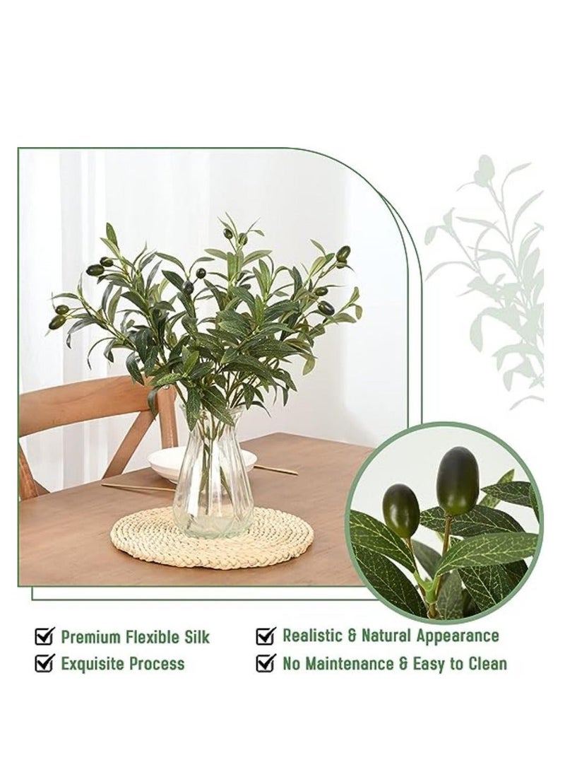 Faux Olive Branches for Vases, Olive Tree Branches with Lifelike Olives, Artificial Greenery Stems Decor, for Indoor Outside DIY-Wreath Decor, for Centerpieces Floral Arrangements Vases (3Pcs, 48 cm)