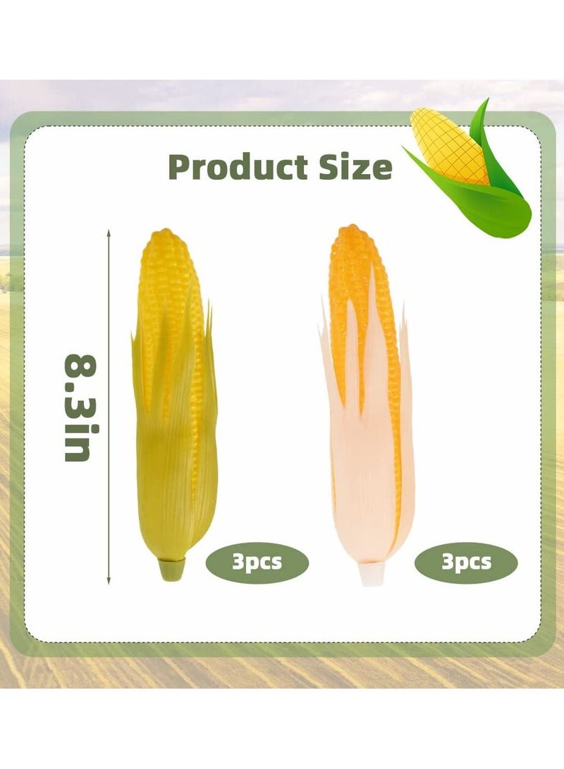 Artificial Corn Lifelike Corn Plastic Corn Cob Fake Corn Realistic Corn Stalks Simulation Vegetable Decorations Fake Vegetable Corn Imitation Maize Decoration for Photo Prop Decor 6Pcs( Green & White)