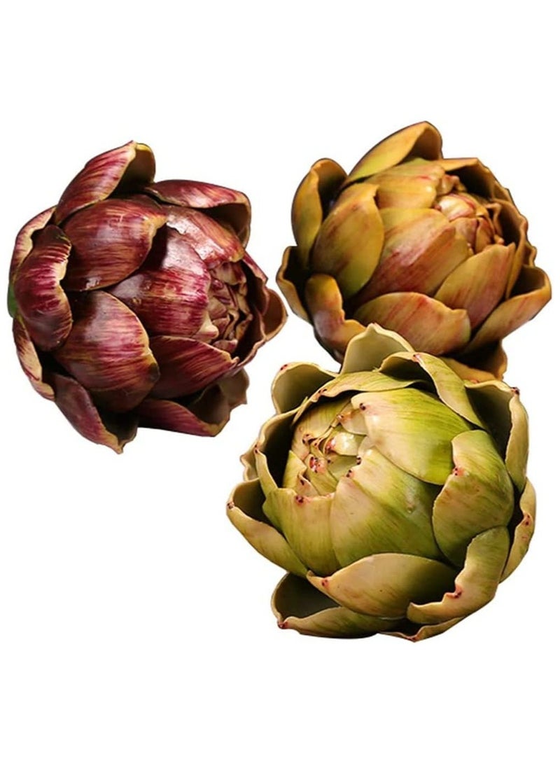 3 Pcs Artificial Artichoke Plastic Artichoke Fake Fruit Vegetables Wedding Party