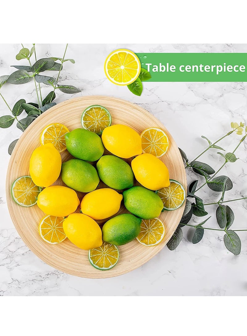 Fake Lemons and Limes Set Decorative Faux Citrus Fruits for Home, Kitchen, Office, Weddings, and Party Centerpieces, Pack of 36