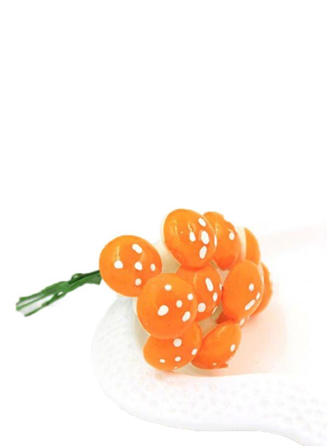 10-Piece DIY Mini Artificial Mushroom Plant Pots Orange/White 2x1.6centimeter