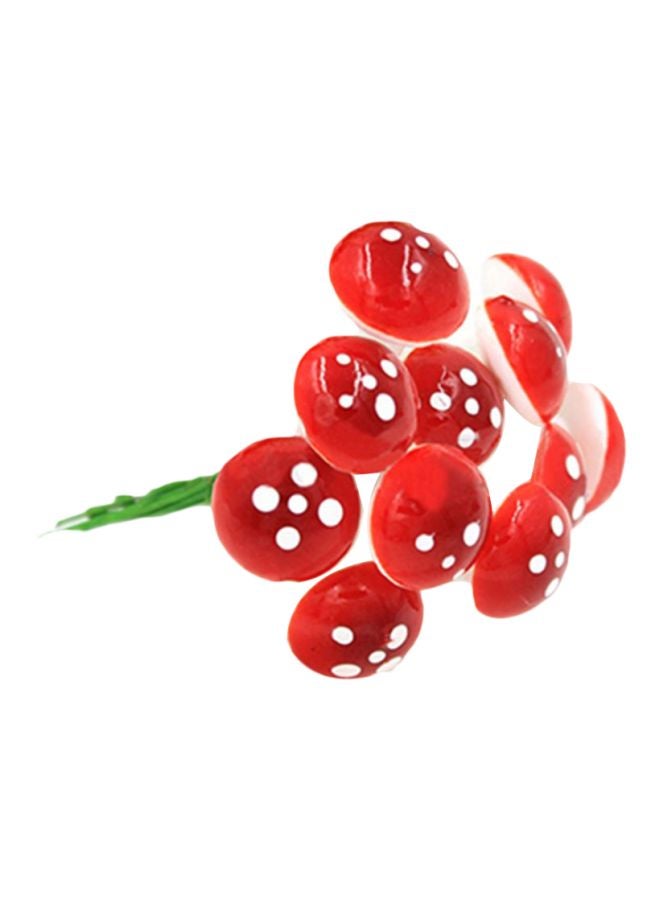 10-Piece Artificial Mushroom Plant Red/White 2x1.6cm