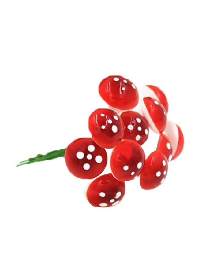 10-Piece DIY Mini Artificial Mushroom Plant Pots Red/White 2x1.6cm