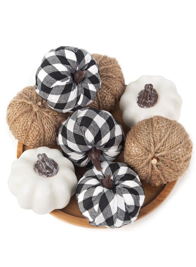 8Pcs Pumpkins For Thanksgiving Table Decorations Assorted Artificial Pumpkins Fabric Pumpkins For Decorating Fall Harvest Farmhouse Halloween Fall Wedding Decor