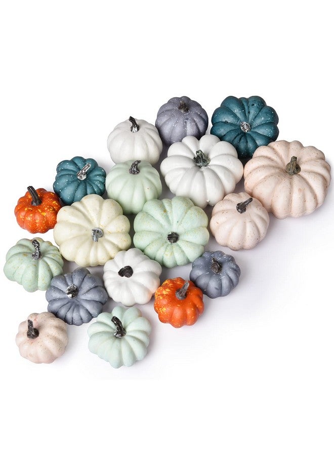 18Pcs Fall Artificial Pumpkins Harvest Frosted Pumpkins White Foam Faux Pumpkins For Fall Autumn Season Halloween Thanksgiving Harvest Holiday Festive Decor