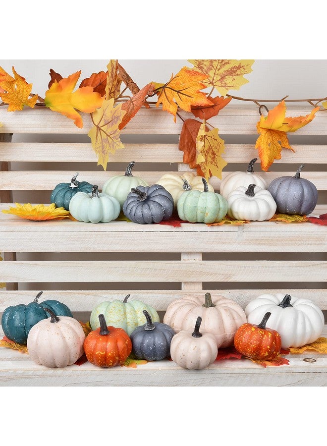 18Pcs Fall Artificial Pumpkins Harvest Frosted Pumpkins White Foam Faux Pumpkins For Fall Autumn Season Halloween Thanksgiving Harvest Holiday Festive Decor